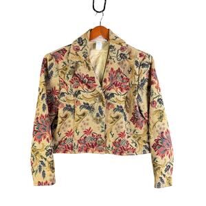Painted Pony Floral Tapestry Jacket Vintage Brown Anthropology 1980s Women Small